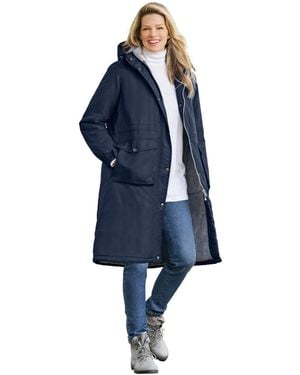 Woman Within Within Mid-length Microfiber Parka - Blue