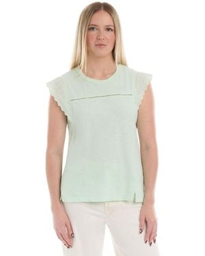 Wilt Eyelet Cap Sleeve Tee - Green