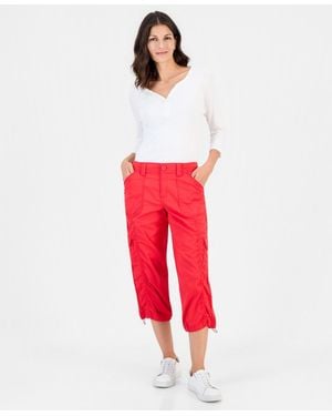 Style & Co. Petite Mid-rise Cargo Capri Pants - Red