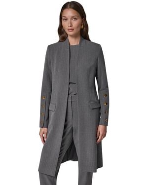 Donna Karan Pinstripe Long Lined Jacket - Gray