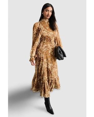 Warehouse Romantic Chiffon Sleeve Midaxi Dress - White