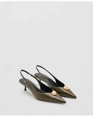 Mango Croc-leather Effect Shoes - Green