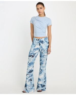 GOOD AMERICAN Printed Flare Pants - Blue