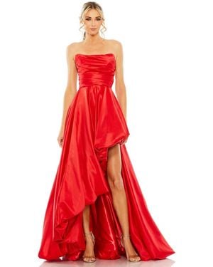 Mac Duggal Strapless Ruched High Low Gown - Red
