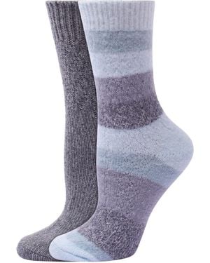 Hue Mixed Cable Boot Sock Crew Socks - Blue