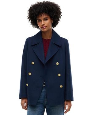 Tommy Hilfiger Gold Button Double-breasted Coat - Blue