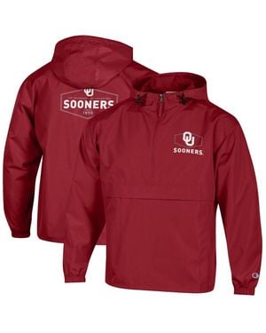 Champion Oklahoma Sooners Delay Packable Half-zip Jacket - Red