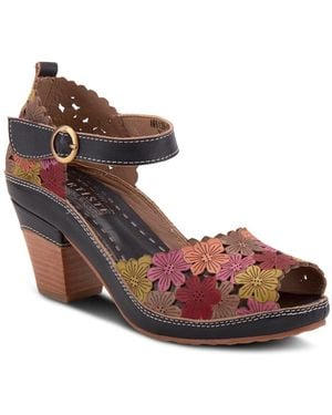 L'ARTISTE Avnia Hand-painted Peep-toe Ankle-strap Sandals - Brown