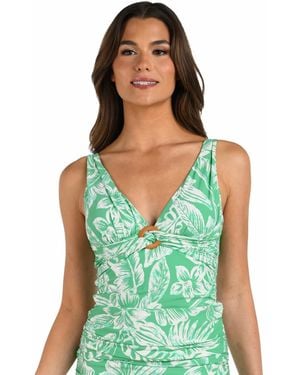 La Blanca Batiki Twist-front Tankini Top - Green