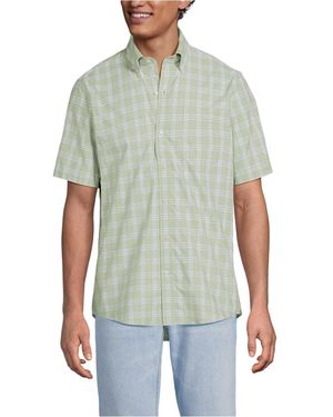 Lands' End Short Sleeve No Iron Twill Shirt - Green