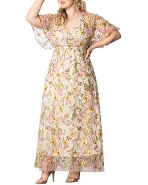 Kiyonna Plus Size Embroidered Elegance Evening Gown - Black