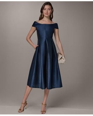 Donna Karan Jacquard Fit And Flare Dress in Brown | Lyst