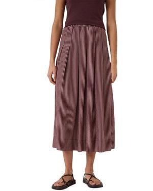 Hush Pleated Stripe Midi Skirt - Purple