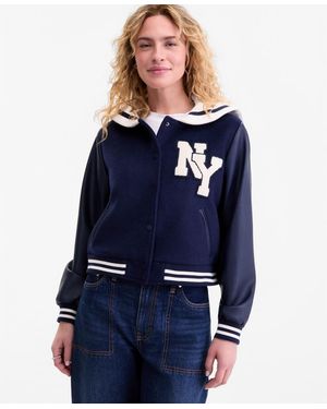 On 34th Sailor-collar Varsity Jacket - Blue