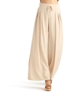 Bcx Gauze Tie-waist Pull-on Pants - Natural