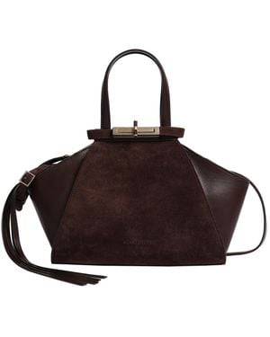 Kenneth Cole Detachable Leather Small Crossbody Satchel Handbag - Brown