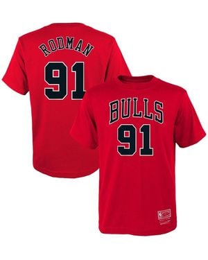 Mitchell & Ness Big Boys And Girls Mitchell Ness Dennis Rodman Chicago Bulls Hardwood Classics Name Number T-shirt - Red