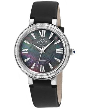 Gevril Genoa Swiss Quartz Diamond Hand Made Italian Leather Strap Watch - Gray