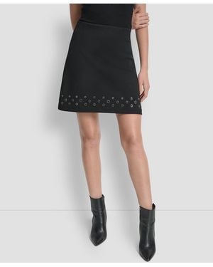 DKNY Grommet Hem Detail Mini Skirt - Black