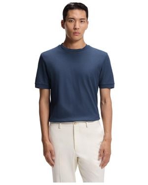 BOSS Boss By Regular-fit Structured Cotton T-shirt - Blue