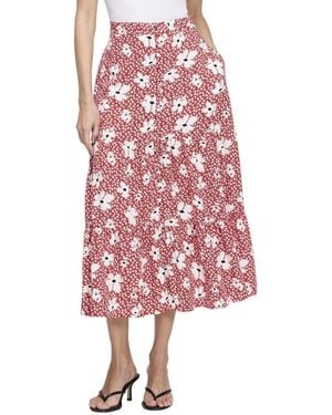 Finery London Isla Tiered Floral-print High-waisted Midi Skirt