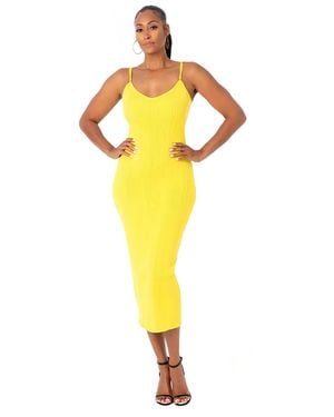 DAI MODA Draya Long Sweater Dress - Yellow