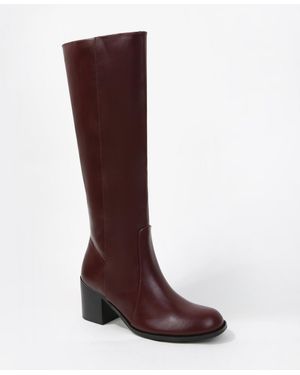 BERNESS Babette Knee High Block Heel Riding Boots - Brown