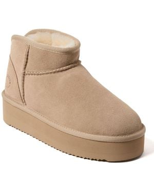 Dearfoams Fireside By Kingston Genuine Shearling Platform Bootie - Natural