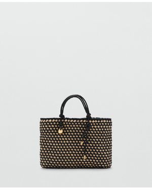 Mango Natural Fiber Tote Bag - Black