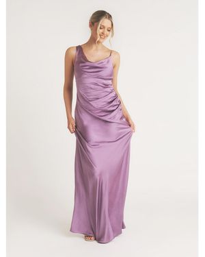 Six Stories Cowl Front Asymmetric Bridesmaid Dress - Purple