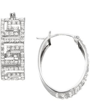 Macy's Diamond Accent Hoop Earrings (0.01 Ct. T.w. - Metallic