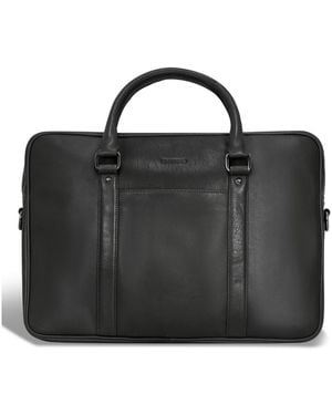 CHAMPS Onyx Collection Leather Slim Briefcase - Black