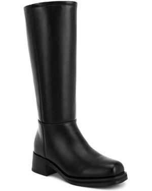 LONDON RAG Golda Knee High Block Heel Boots - Black