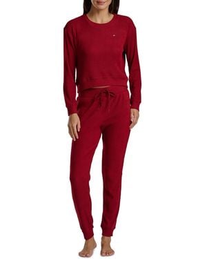 Tommy Hilfiger 2-piece Long Sleeve Cardigan And Pants Set - Red