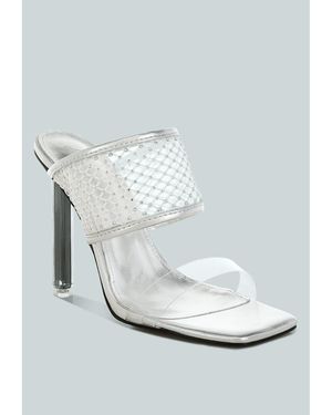 LONDON RAG Salween Clear Embellished Square Toe Heels - Blue