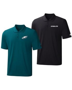 Starter Midnight Green/black Philadelphia Eagles Logo Polo Shirt - Blue