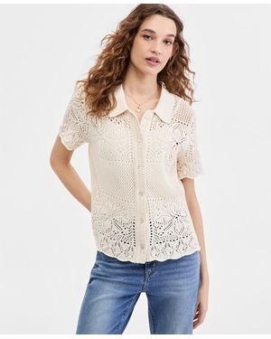 Levi's Susanna Floral Crochet Collared Cotton Shirt - White