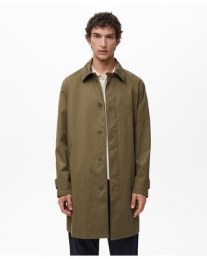 Mango Classic Water-repellent Trench Coat - Green