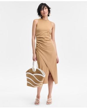 INC International Concepts Faux-wrap Midi Dress - Natural