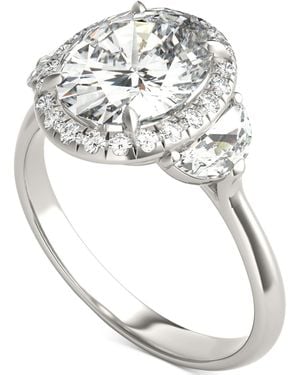 Charles & Colvard Moissanite Oval Halo Three Stone Ring (3-3/4 Ct. T.w. - White
