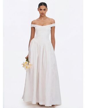 Miss Circle Tinsley Jacquard Bardot Wedding Gown - White
