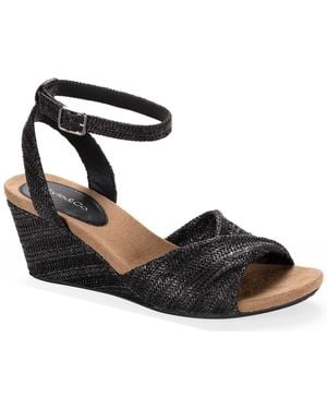 Style & Co. Milliee Round Toe Wedge Sandals - Black