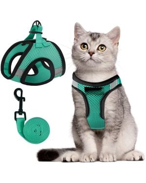 Aronkl Escape Proof Cat Harness And Leash Set Adjustable Lightweight Soft Vest - Green
