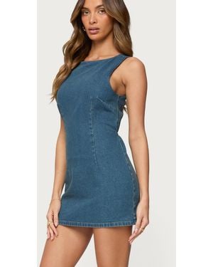 Edikted Zurey Stretchy Denim Romper - Blue