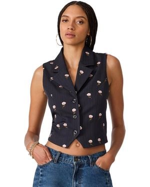 Steve Madden Britton V-neck Button-front Vest Top - Blue