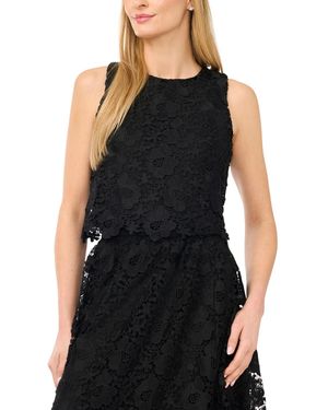 Cece Lace Crew Neck Top - Black