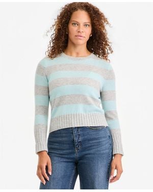 On 34th Cashmere Crewneck Shrunken Pullover Sweater - Blue