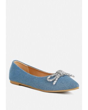 LONDON RAG Ellerby Embellished Bow Detail Ballet Flats - Blue