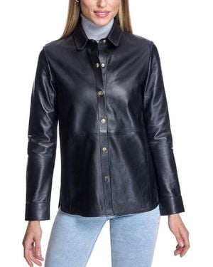 Julia & Stella By Maximilian Michelle Snap-front Slim-fit Leather Jacket - Black