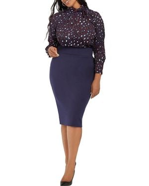 Eloquii Plus Size Neoprene Pencil Skirt - Blue